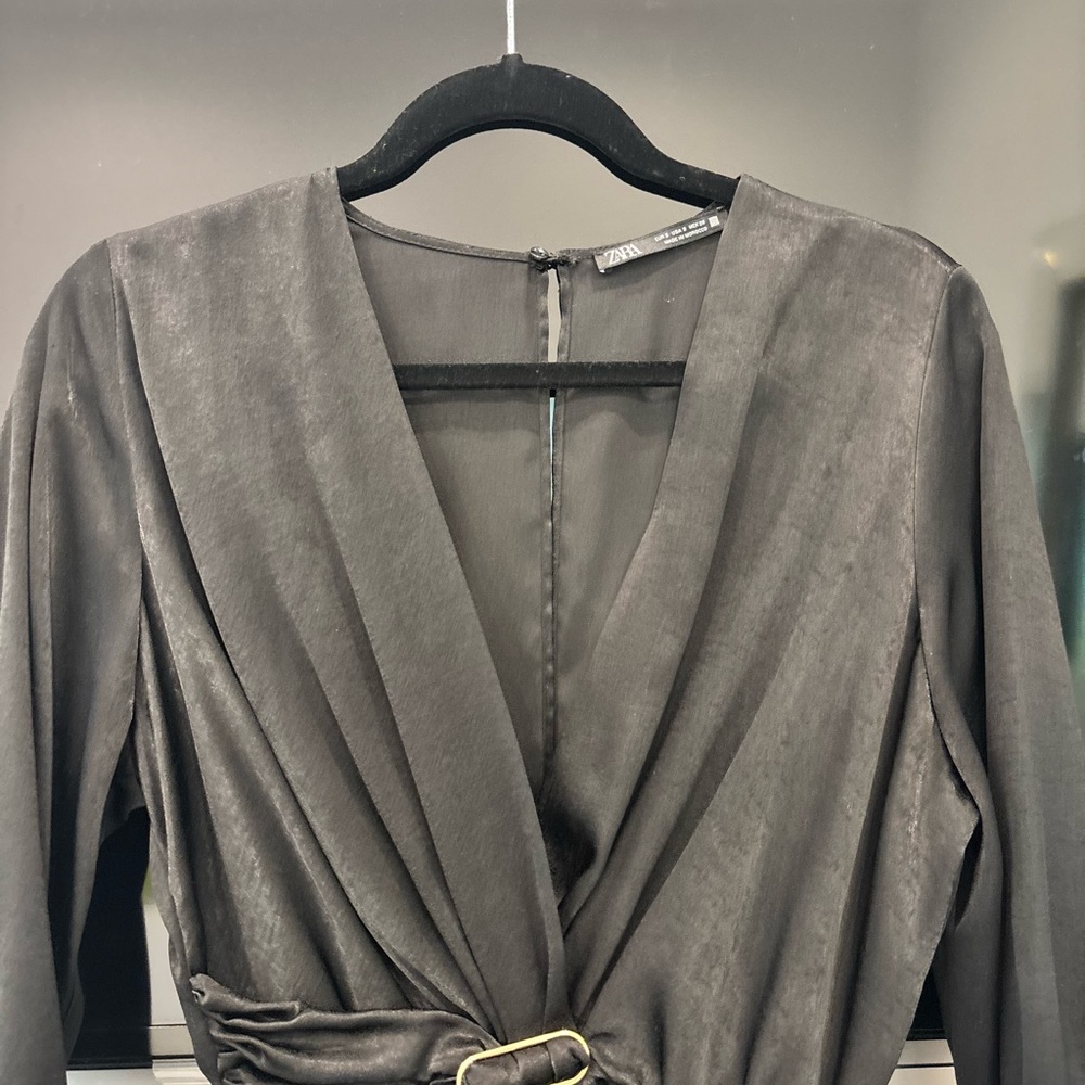 Zara Elegant Black Wrap Dress - Picture 2 of 7